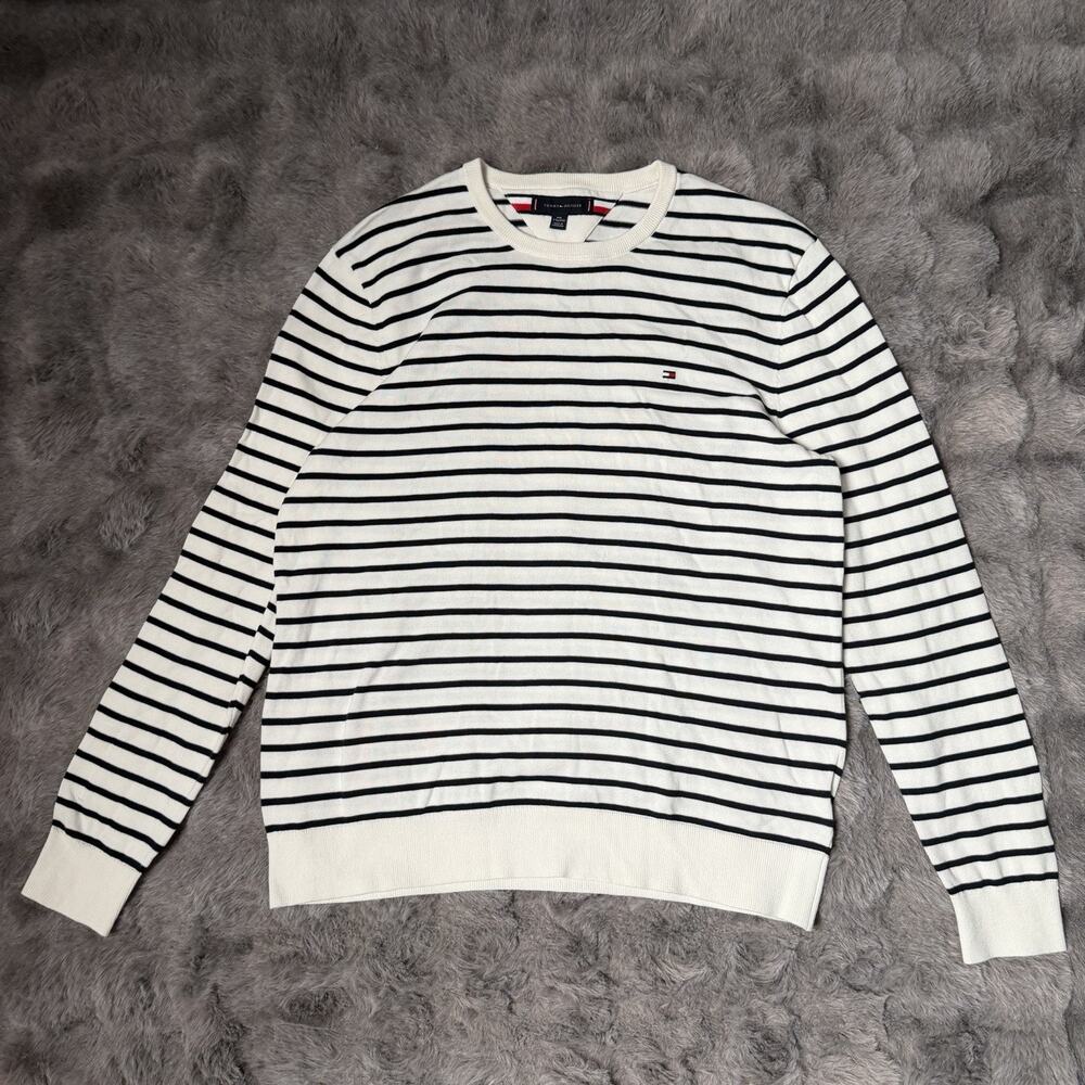 Tommy Hilfiger Men's Essential Solid Crew Neck Sweater Ivory/Desert Sky Sz XXL